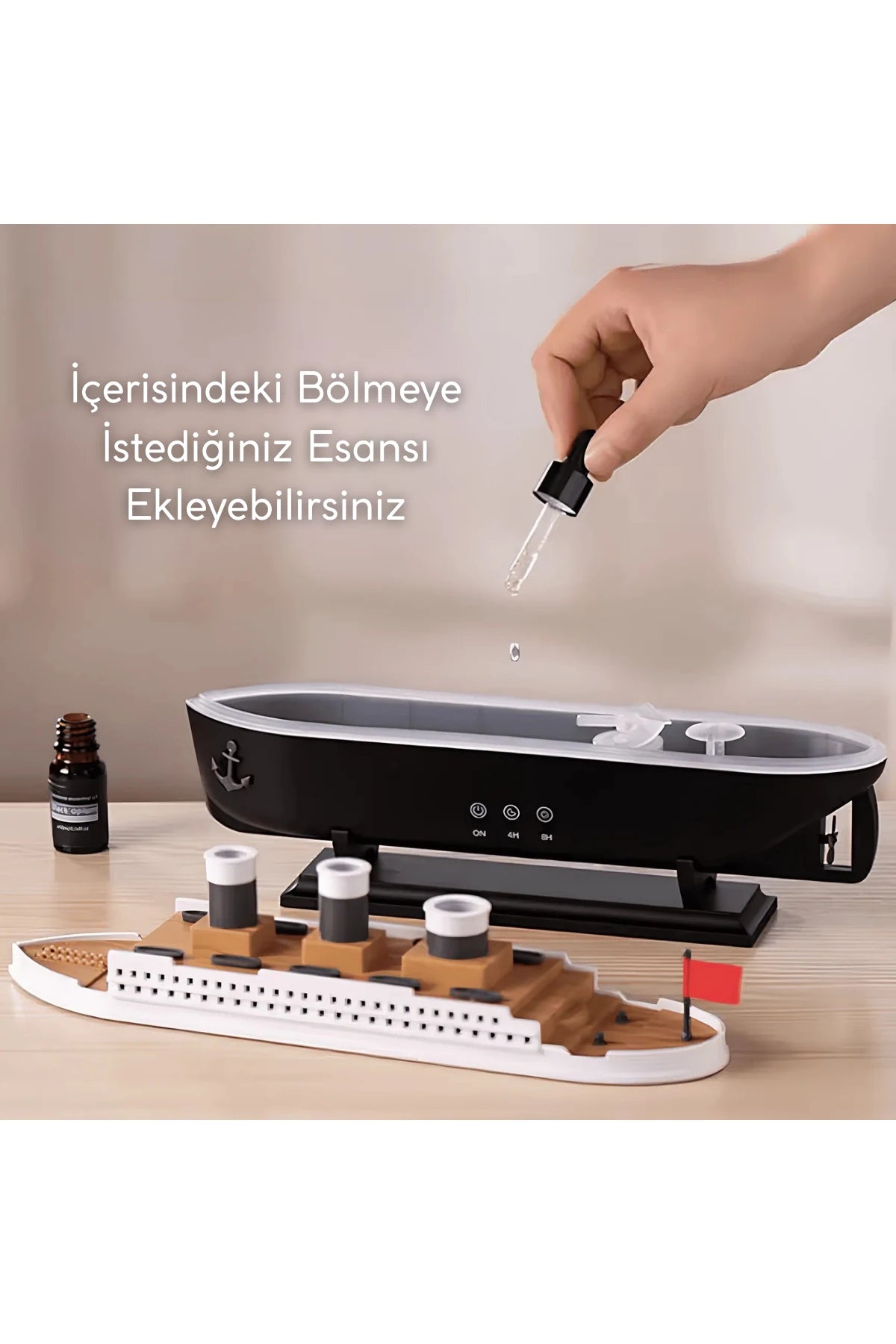 Gemi Görünümlü Buharlı Işıklı Hava Nemlendirici
