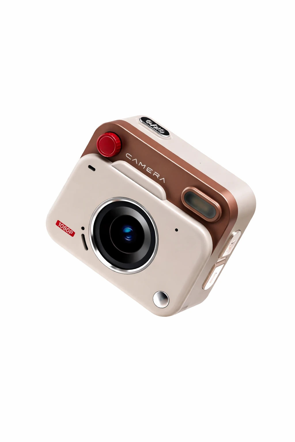 Retro Görünüm Kare Minimal Foto Video Kamera (Kahve)