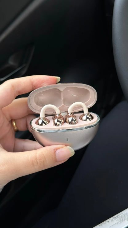 Fiyonk Charm Hediyeli Modern Klips Tasarımlı Kablosuz Kulaklık (Pembe)