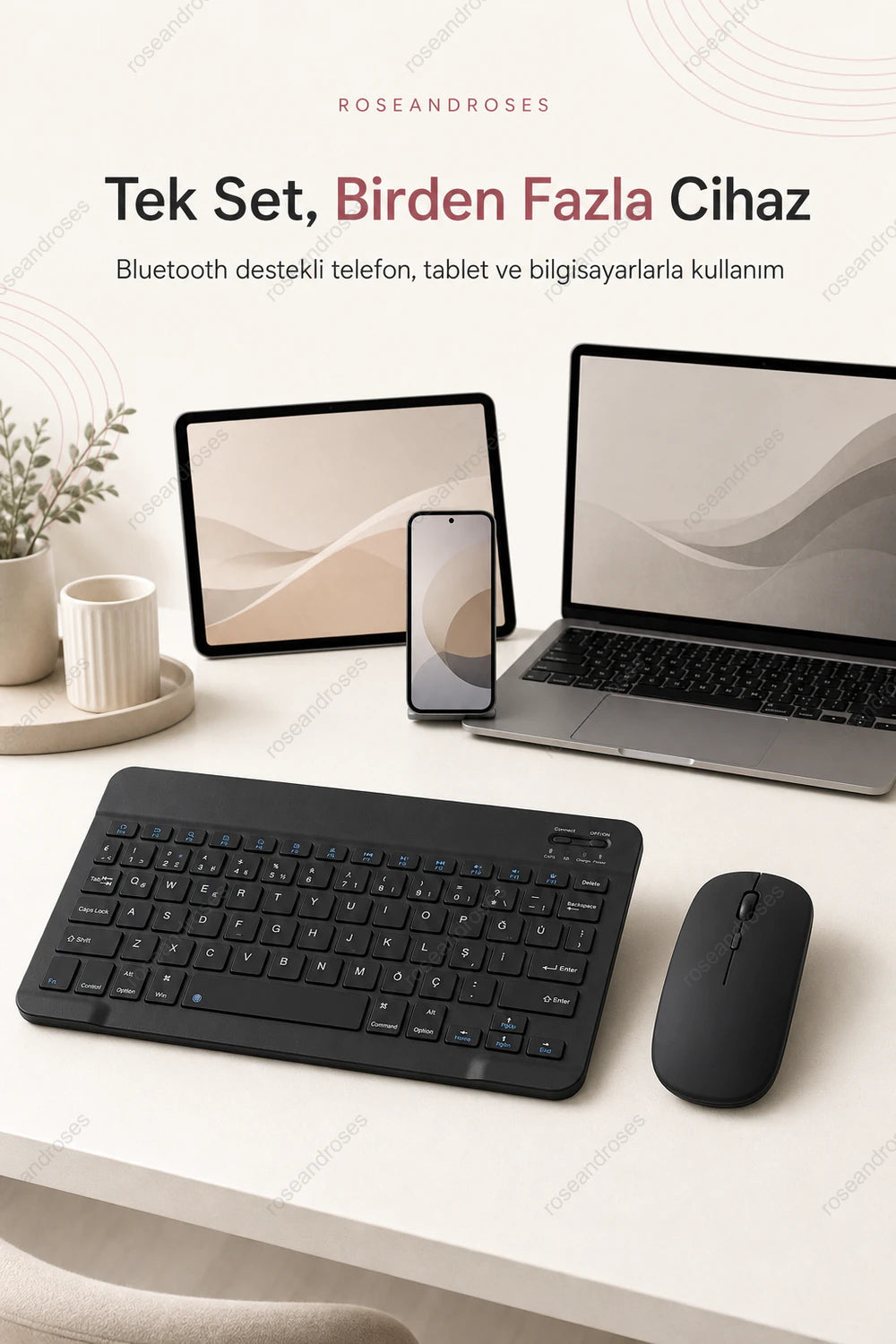 KeyMate Bluetooth klavye ve mouse telefon tablet bilgisayar uyumluluğu