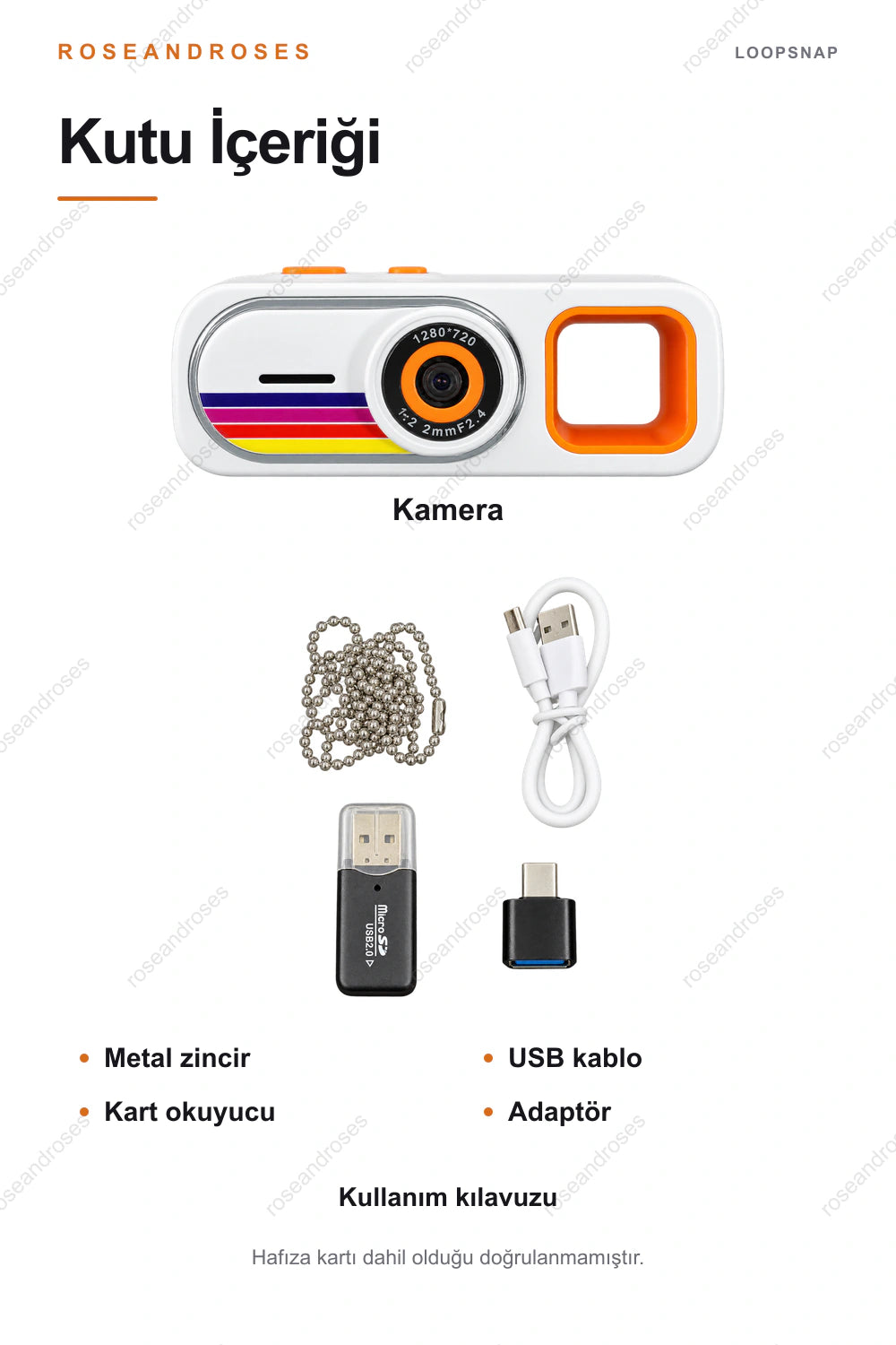 LoopSnap mini kamera kutu içeriği (Beyaz)