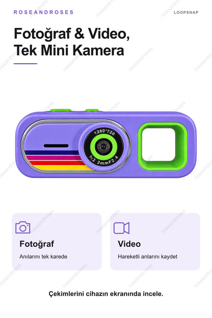 LoopSnap mini kamera ile fotoğraf ve video çekimi (Mor)