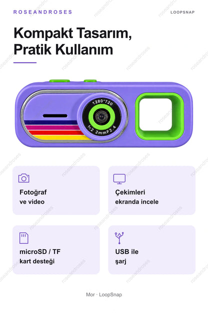 LoopSnap mini kameranın pratik kullanım özellikleri (Mor)