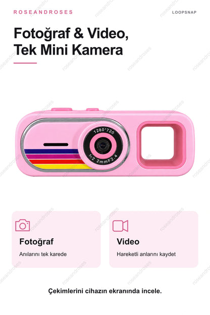 LoopSnap mini kamera ile fotoğraf ve video çekimi (Pembe)