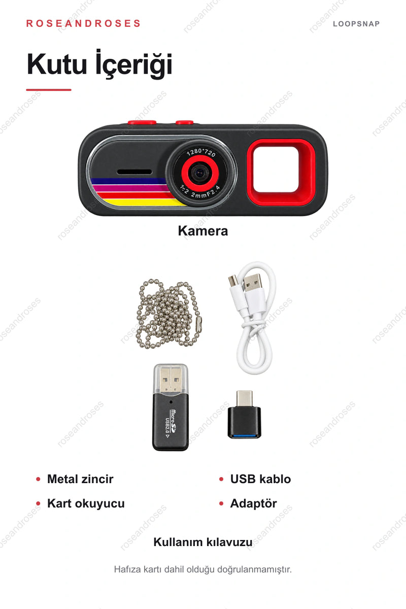 LoopSnap mini kamera kutu içeriği (Siyah)