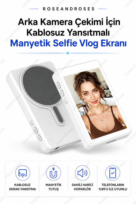 Arka Kamera Çekimi İçin Kablosuz Yansıtmalı Manyetik Selfie Foto Ekranı