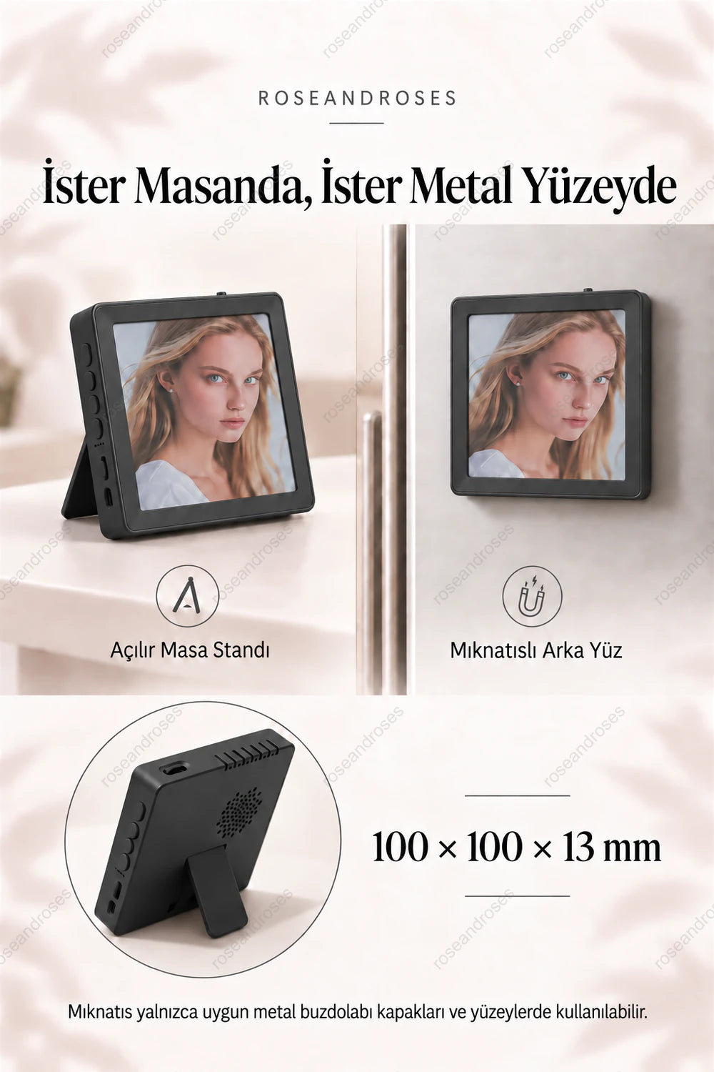 MemoryBeat P9 siyah: masa standı ve uygun metal buzdolabı yüzeyine mıknatıslı kullanım