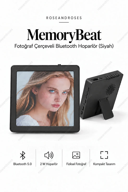 MemoryBeat Fotoğraf Çerçeveli Bluetooth Hoparlör (Siyah) – beyaz arka plan ana ürün görseli