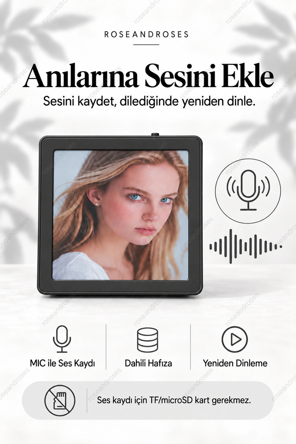 MemoryBeat Siyah: MIC ile dahili hafızaya ses kaydı ve kaydı yeniden dinleme; kayıt için TF/microSD kart gerekmez