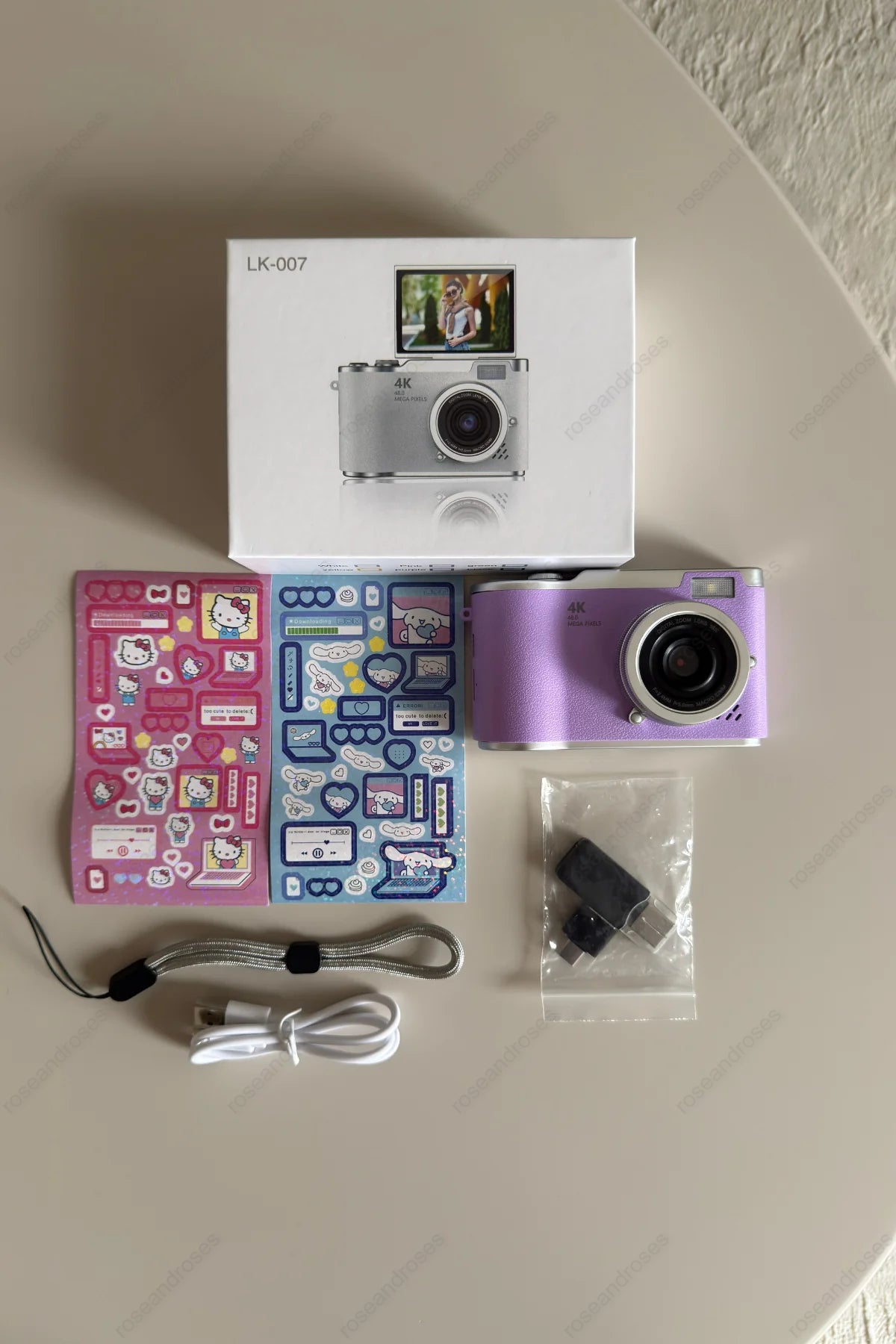 4K Retro Kamera Dönen Ekran Flaşlı Selfie Video Vlog Kamerası (Mor)