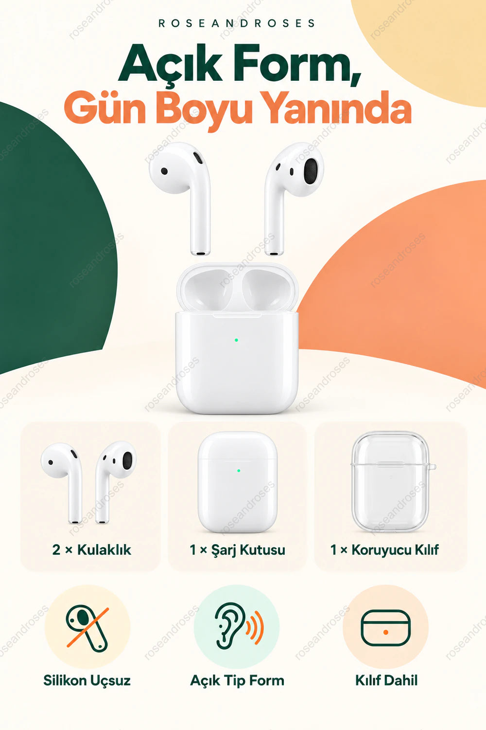 OpenBeat kulaklık şarj kutusu ve koruyucu kılıf set içeriği