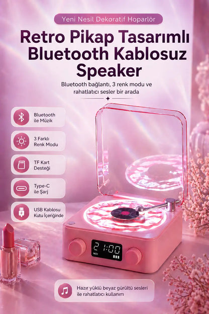 Retro Pikap Tasarımlı Bluetooth Kablosuz Speaker (Pembe)