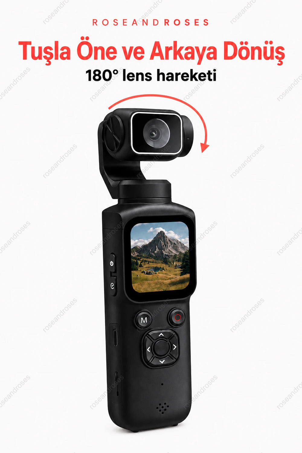 Siyah PocketCam tuşla öne ve arkaya 180 derece lens hareketi