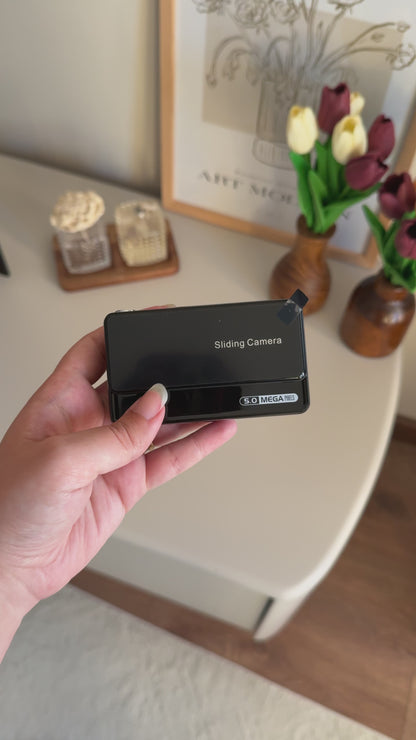 4K UHD Sliding Kamera – Kaydırmalı Lens Kapaklı Video Foto Kamera (Siyah)