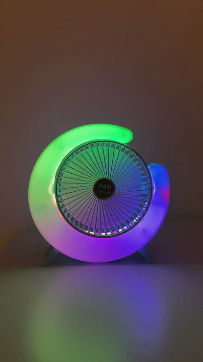 Ayarlanabilir Led Işıklı Şarjlı Masaüstü Serinletici Fan