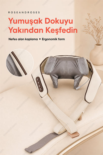 RelaxNeck Şarjlı 4D Yoğurmalı ve Isıtma Destekli Boyun & Omuz Masaj Aleti (Bej)