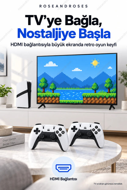 RetroPlay HDMI televizyon bağlantısı kullanım örneği; TV sete dahil değildir