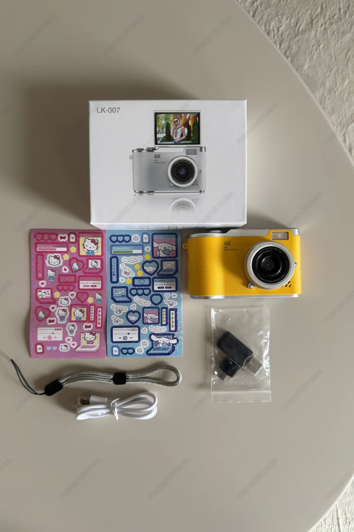 4K Retro Kamera Dönen Ekran Flaşlı Selfie Video Vlog Kamerası (Sarı)