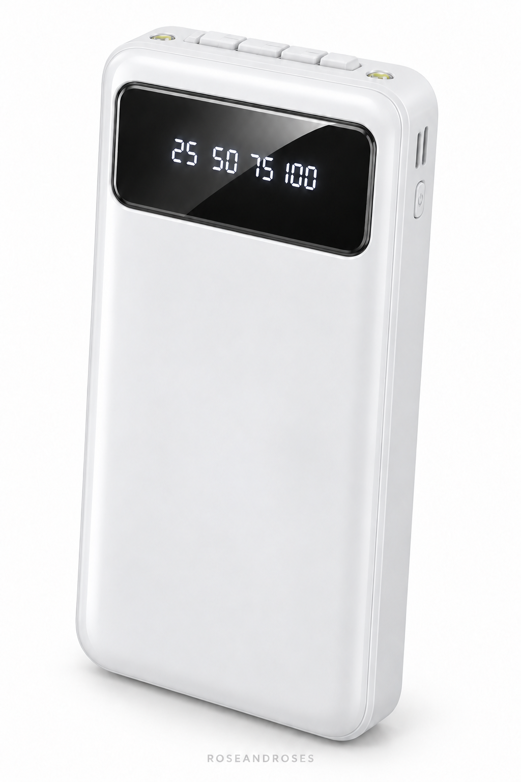 10.000 mAh Dahili Kablolu ve Telefon Standlı Powerbank – Beyaz – beyaz arka plan