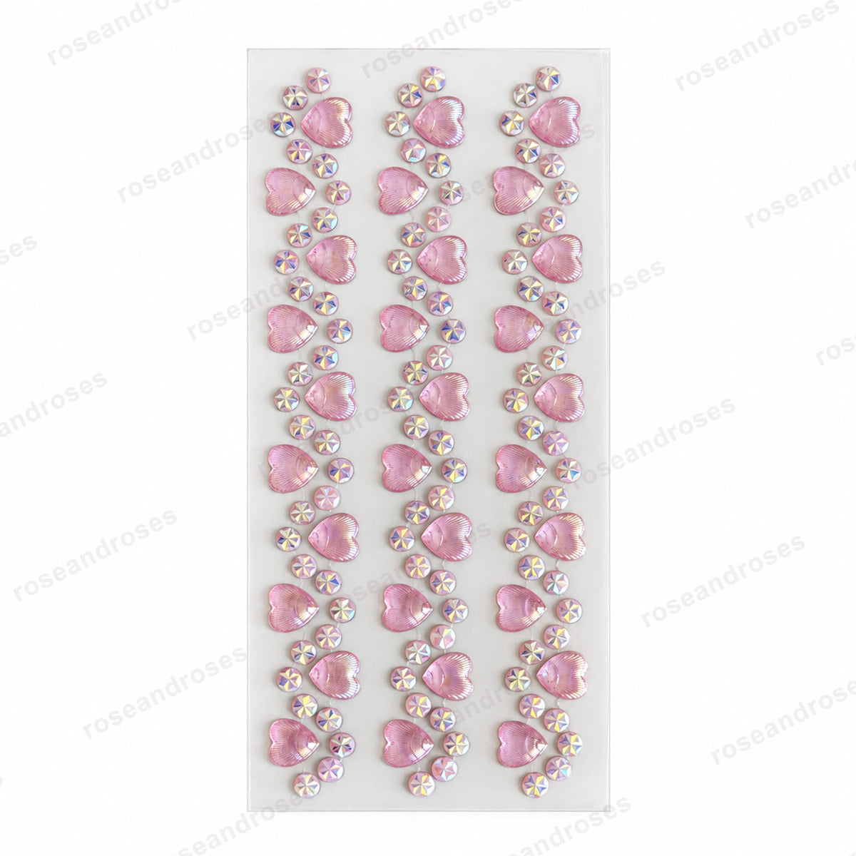 Açık pembe taşlı kalp sticker seti
