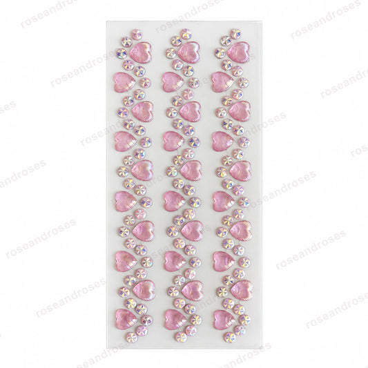 Açık pembe taşlı kalp sticker seti
