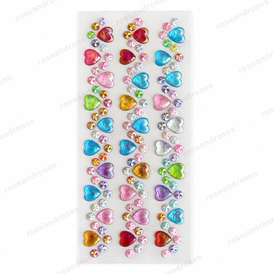 Renkli taşlı kalp sticker seti