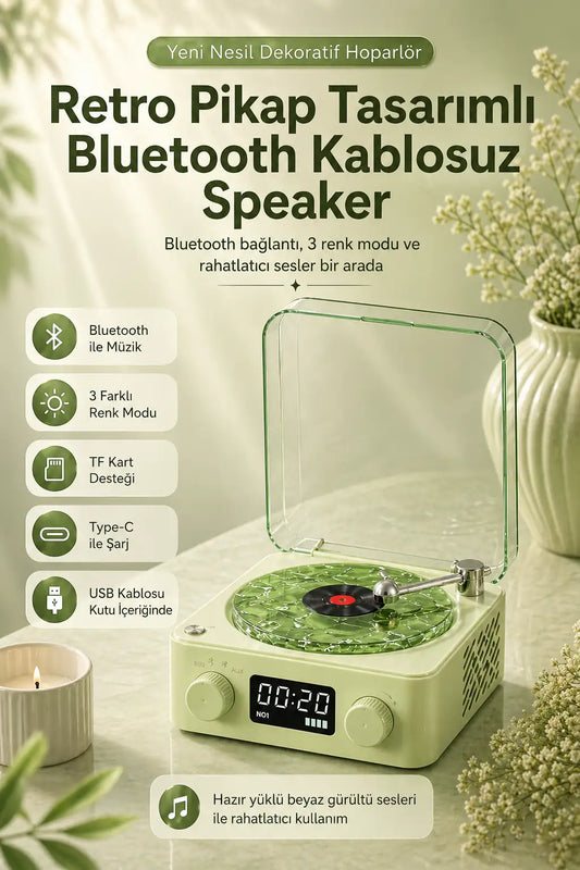 Retro Pikap Tasarımlı Bluetooth Kablosuz Speaker (Yeşil)